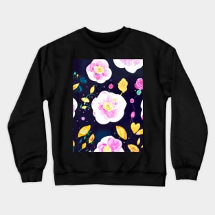 Pink and Yellow Flower Watercolor abstract art Crewneck Sweatshirt